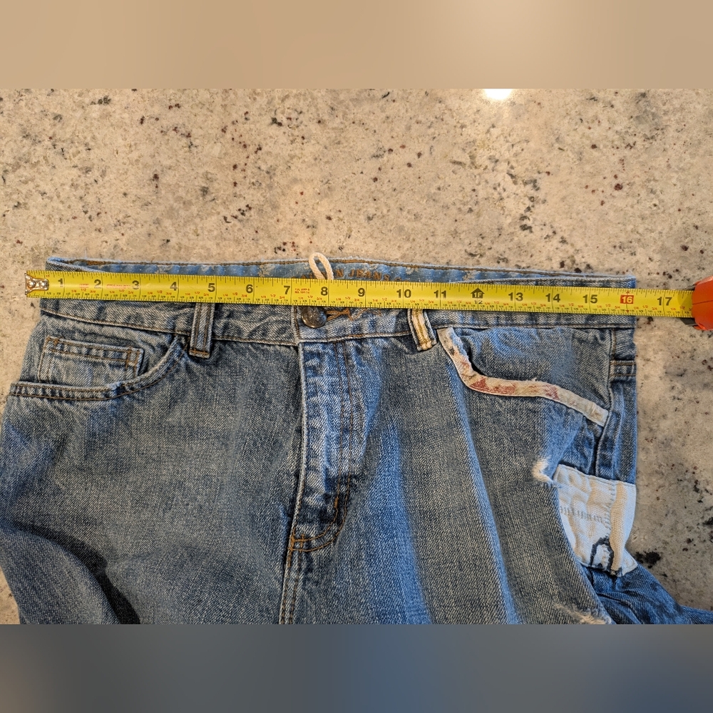 LRL Ralph Lauren Patchwork Straight Wide Leg Jeans Size 10 Vintage Distressed - Picture 10 of 16